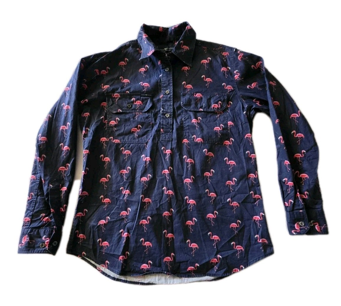 Ringers Western Loose Fit Long Sleeve Half Button Shirt Ladies Size 12