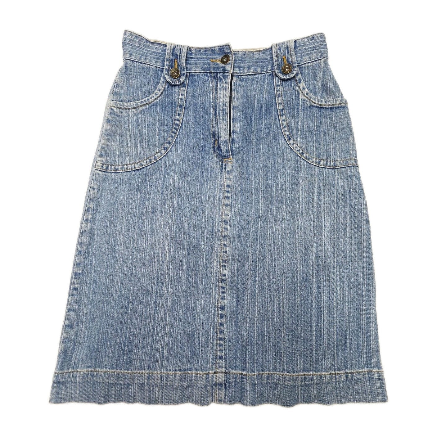 Thomas Cook Skirt Women's 8 Blue Denim A-Line Knee Length Stretch Casual Western