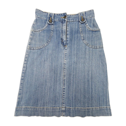Thomas Cook Skirt Women's 8 Blue Denim A-Line Knee Length Stretch Casual Western