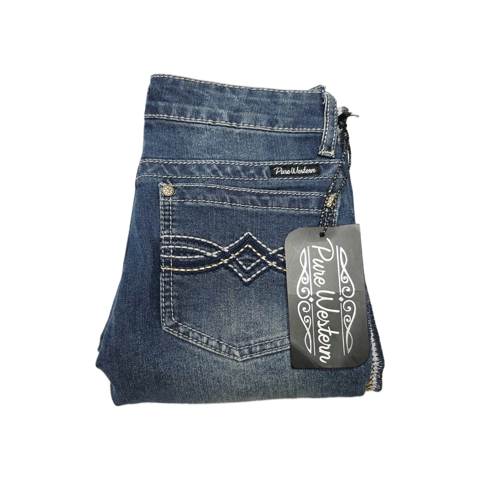 Pure Western Jeans Women's 6 Blue Skinny Stretch Denim Embroidered Debbie