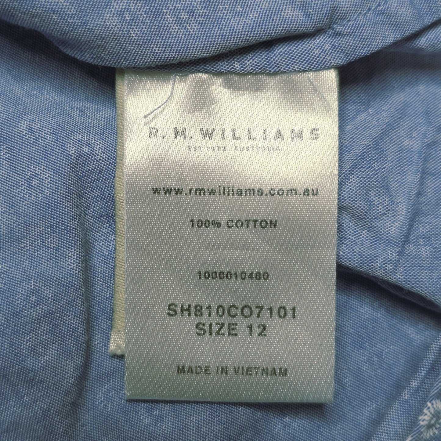 R.M. Williams Shirt Women's 12 Blue Short Sleeve Button Up Cotton Floral Print