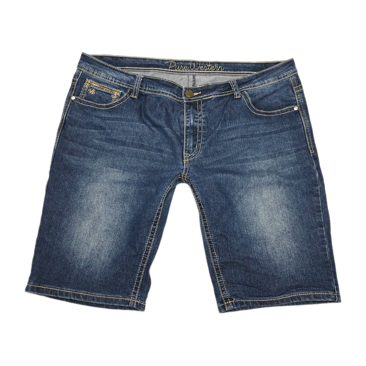 Pure Western Shorts Women's 16 Blue Denim Bermuda Zip Fly Pockets Casual Summer