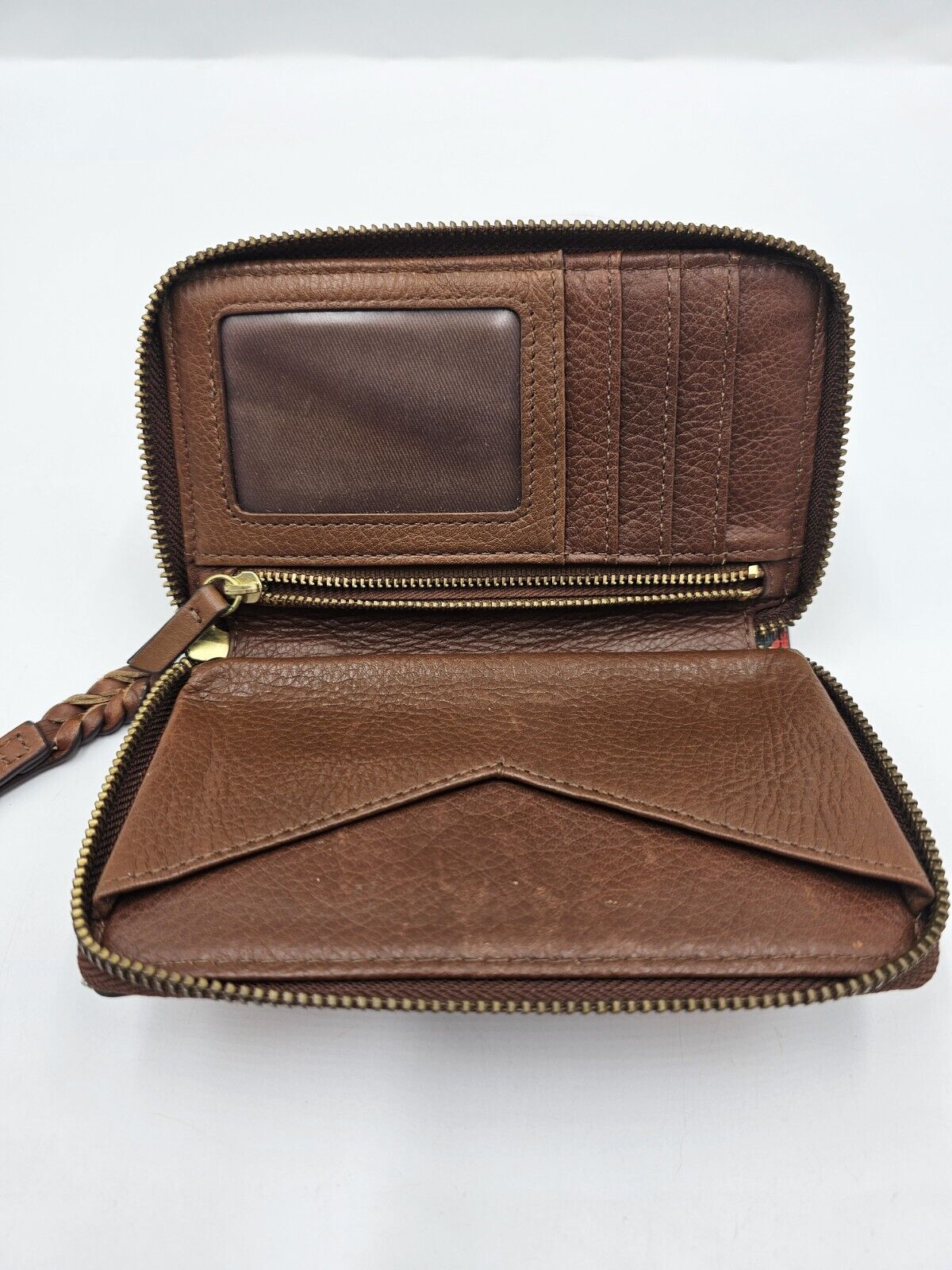Fossil Leather Zip Around Wristlet Wallet