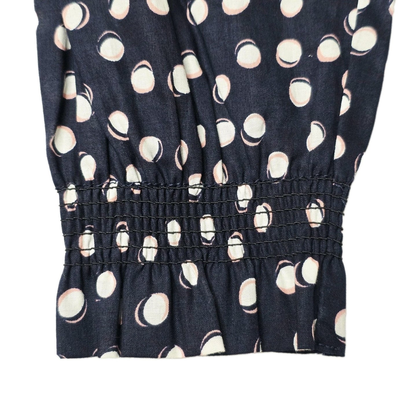 Thomas Cook Blouse Women's 20 Blue Long Sleeve Polka Dot Cotton Ruffle Georgie