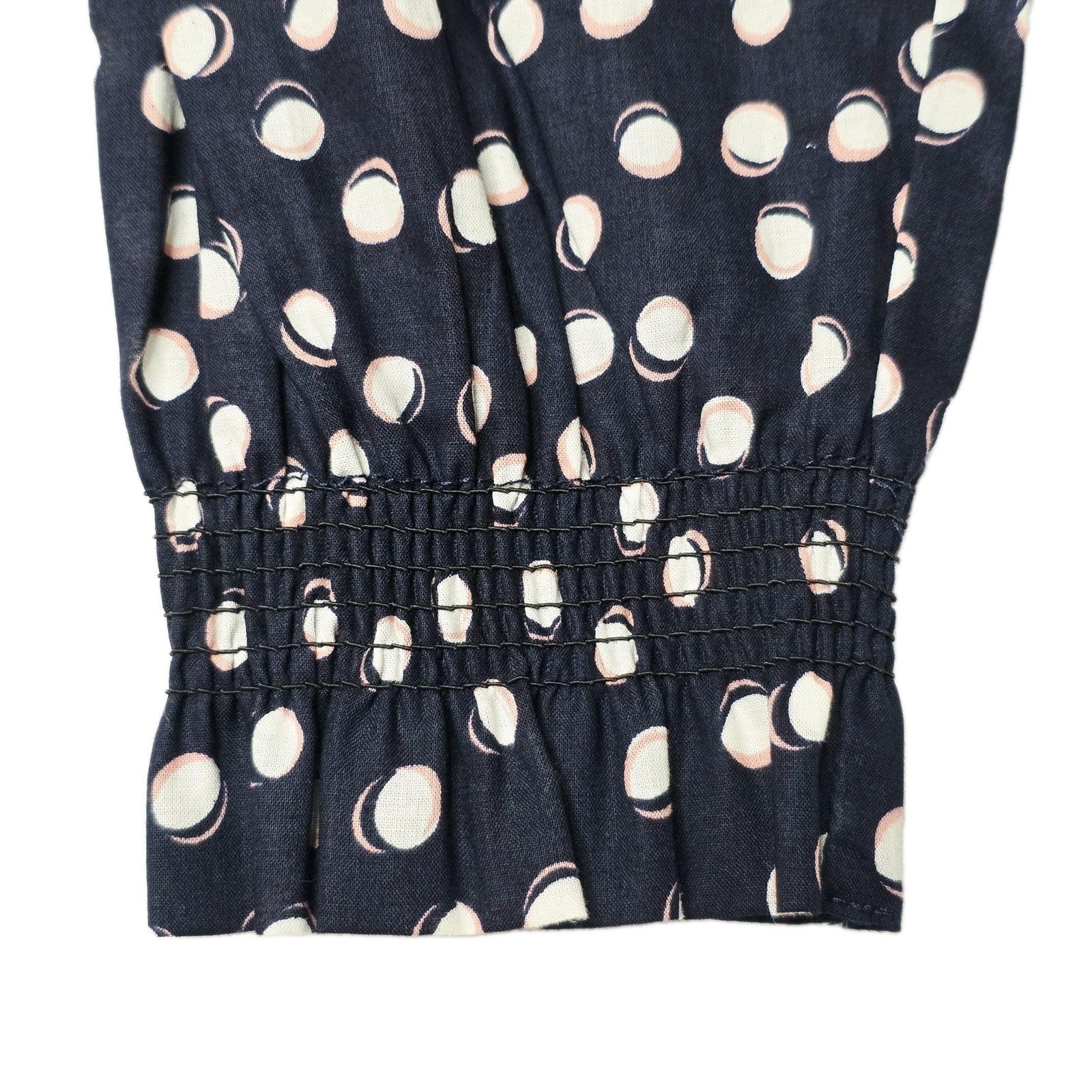 Thomas Cook Blouse Women's 20 Blue Long Sleeve Polka Dot Cotton Ruffle Georgie