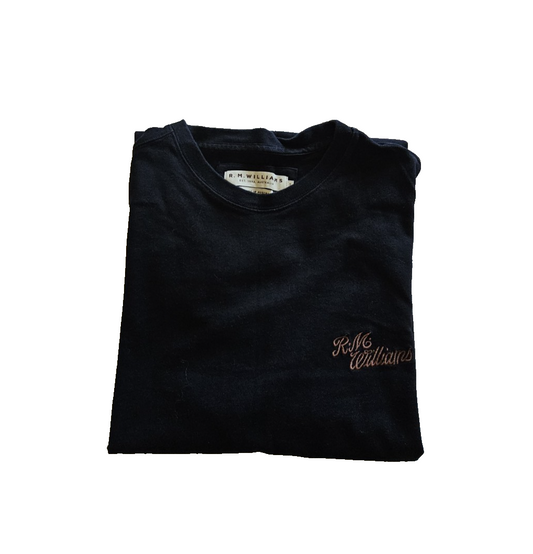 R.M. Williams Raised Script Logo Mens Tee Size Small Australian Made