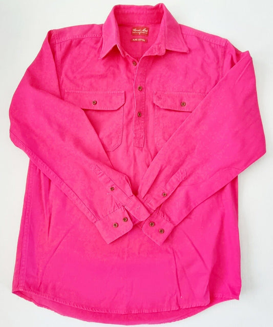 Thomas Cook Heavy Drill 1/2 Plkt L/S 2 Pocket Shirt Pink Mens Size S