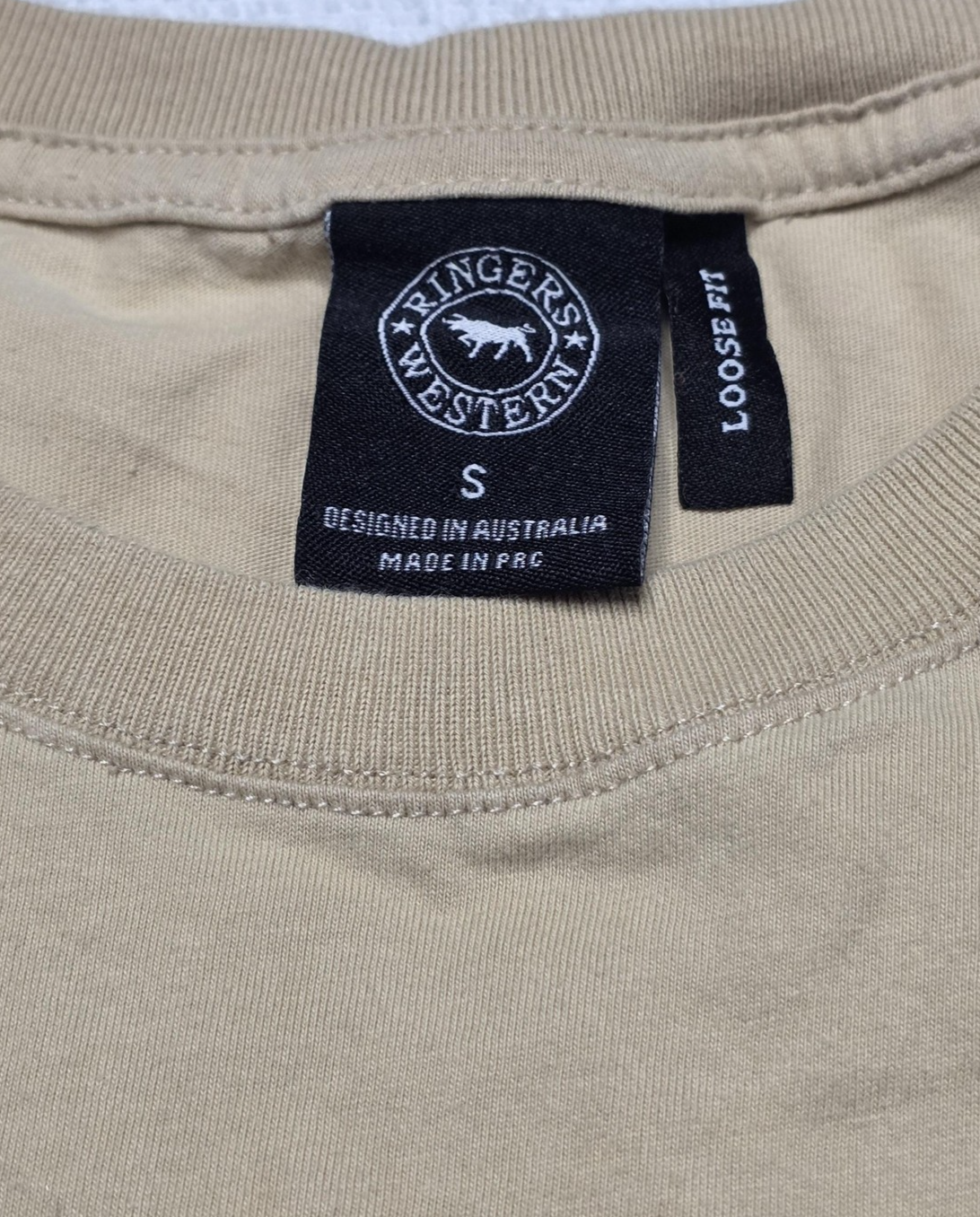 Ringers Western Shirt Men's S Beige Boar Hunting Graphic Loose Fit Cotton
