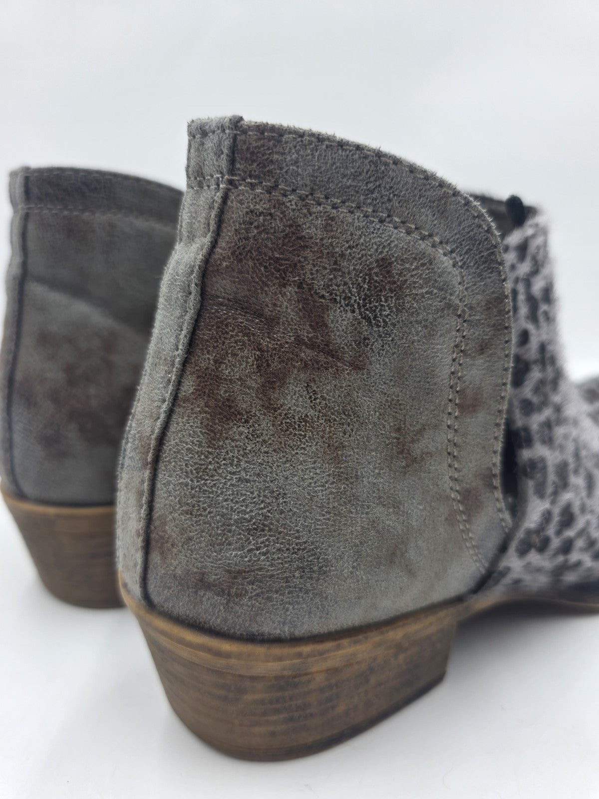 Roper Western Grey Ava Snip Toe Leopard Boots Ladies Size 10