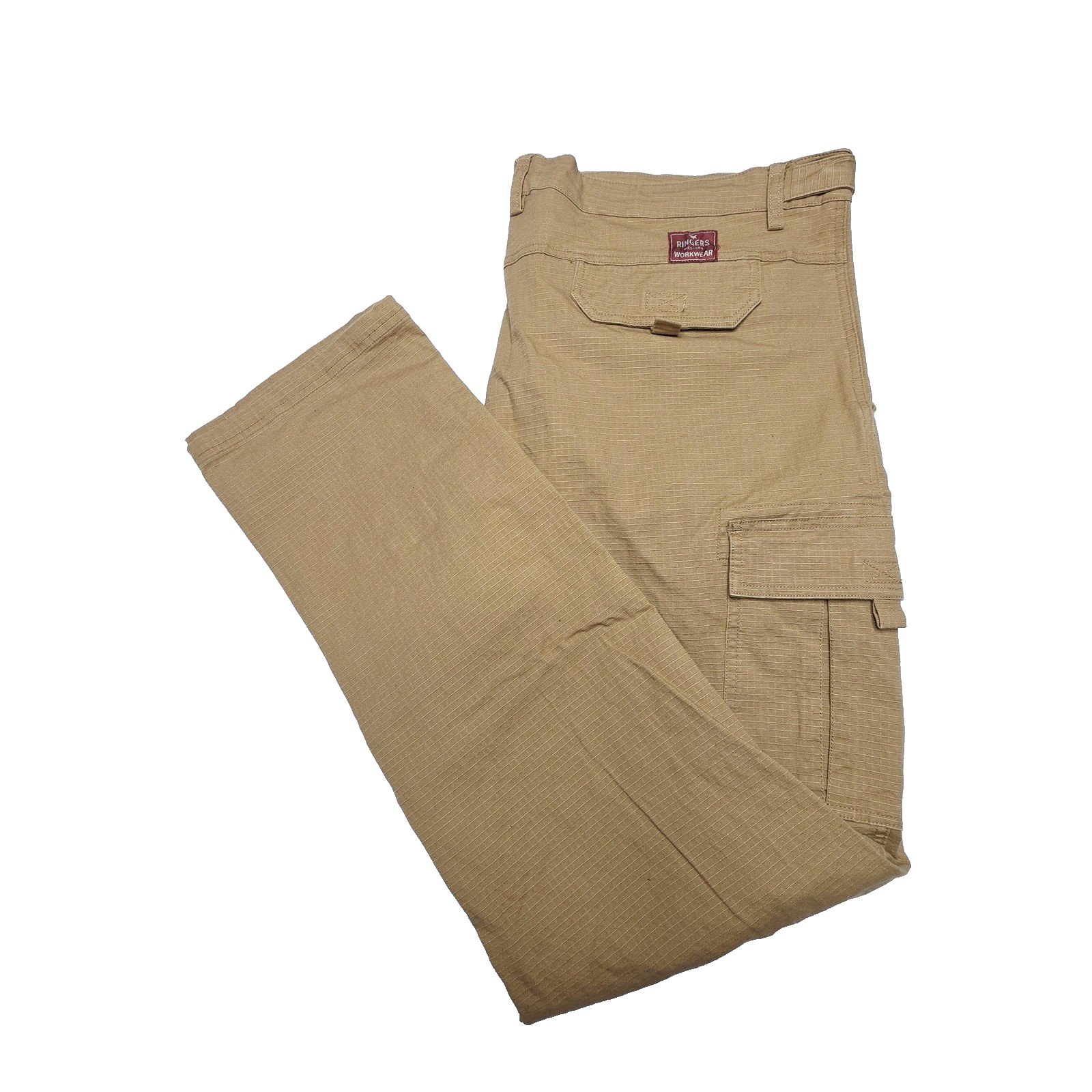 Ringers Western Jeans Men's 42 x 31 Beige Tapered Cargo Stretch Zip Fly Cotton