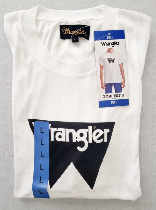 Wrangler Classic White Fangs Out TEE Fitted T-Shirt New With Tags Size L
