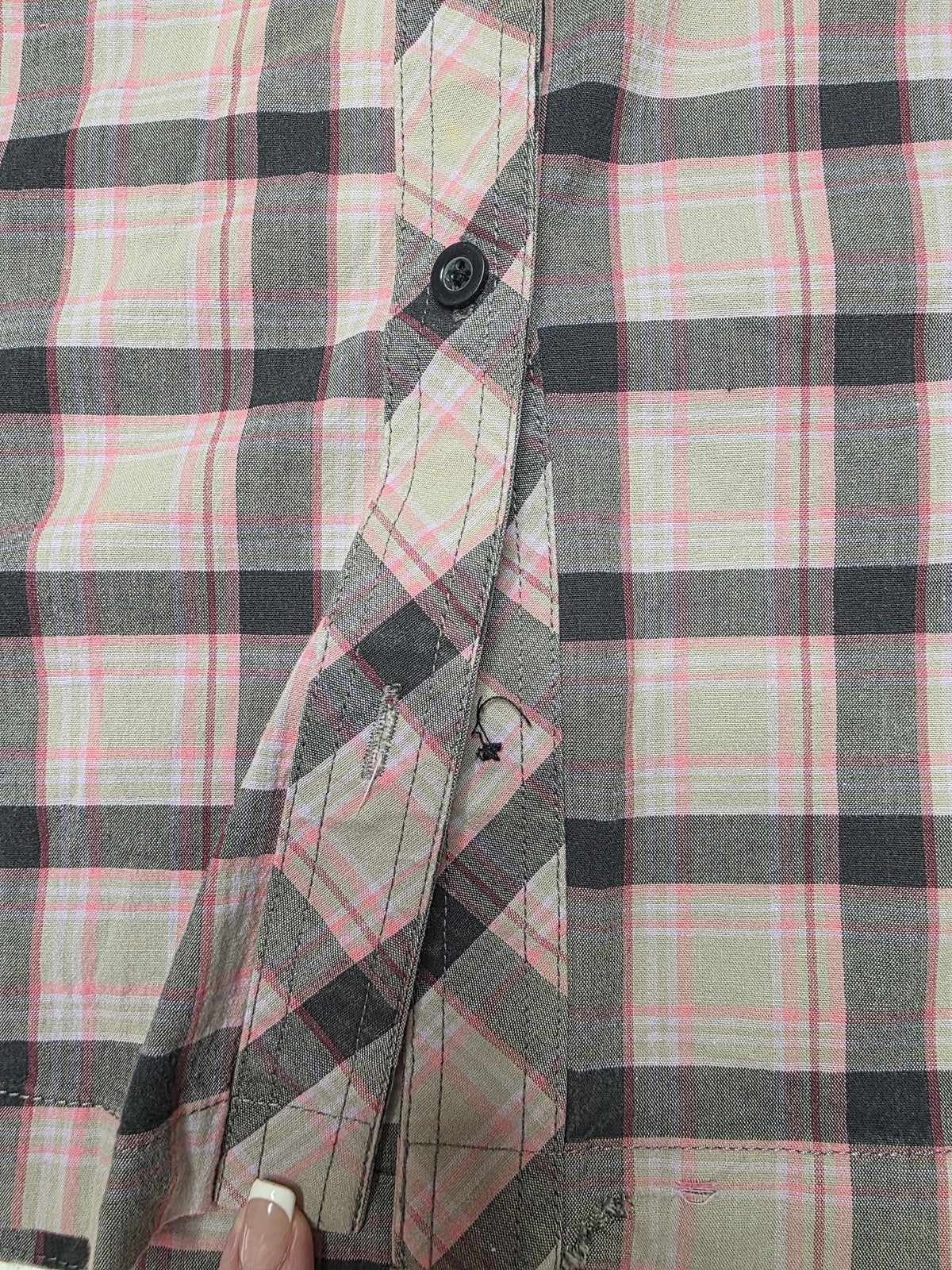Wrangler Shirt Womens 12 Multicolour Pink Grey Plaid Button Up Long Sleeve