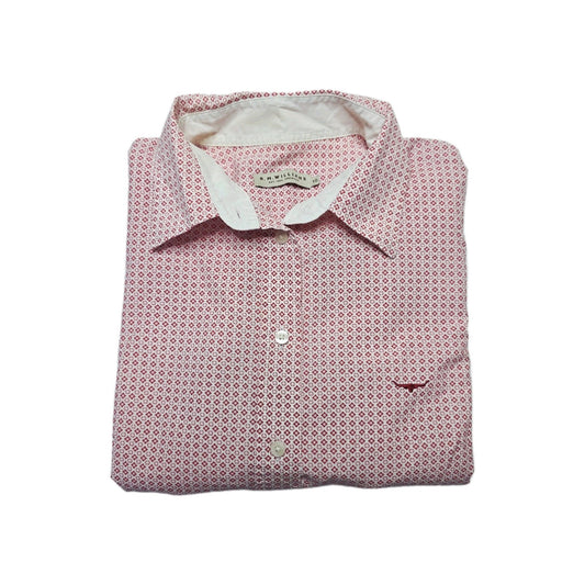 R.M. Williams Shirt Women's 10 Red Long Sleeve Button Up Cotton Geometric