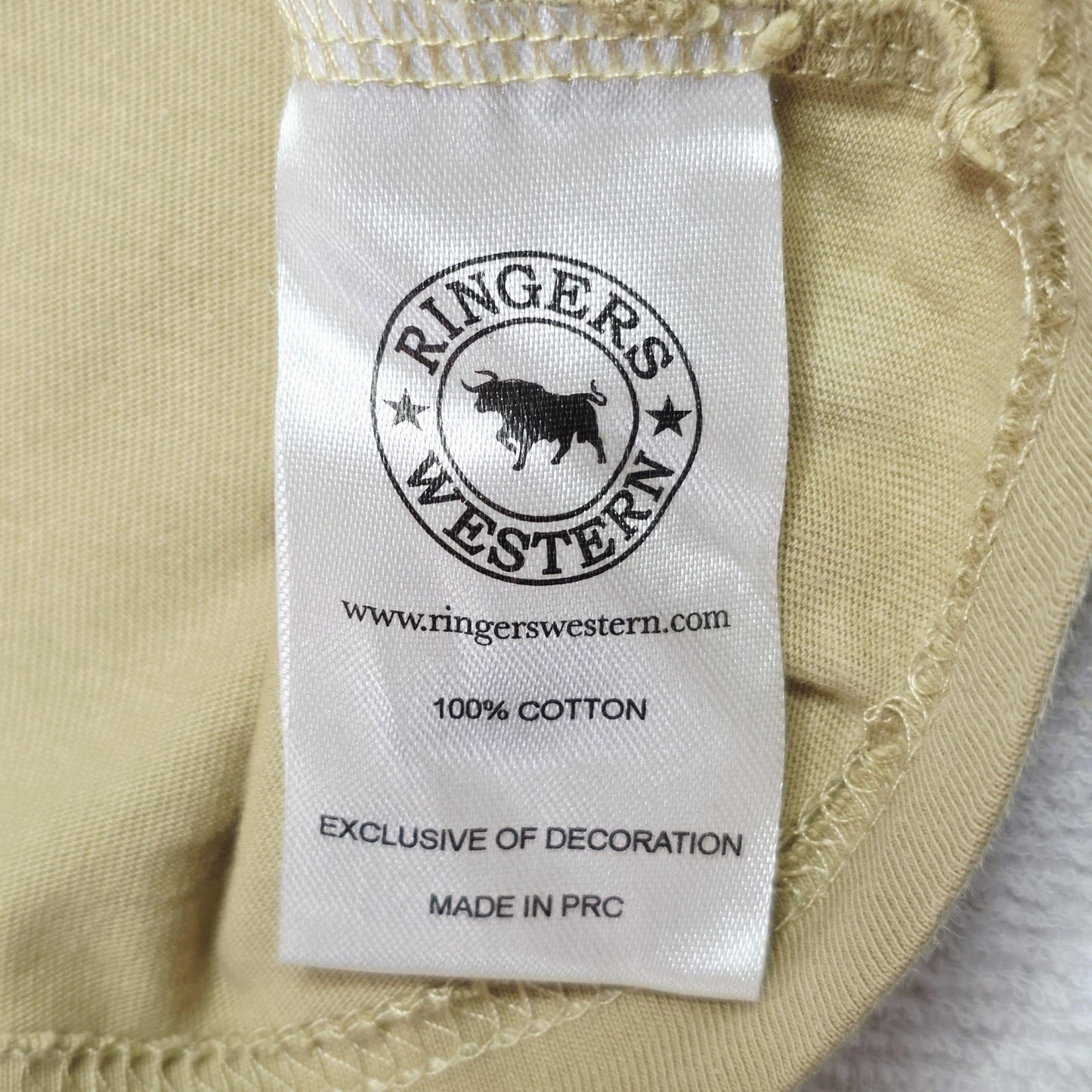 Ringers Western Shirt Men's XL Beige Logo Short Sleeve Loose Fit Cotton Tee