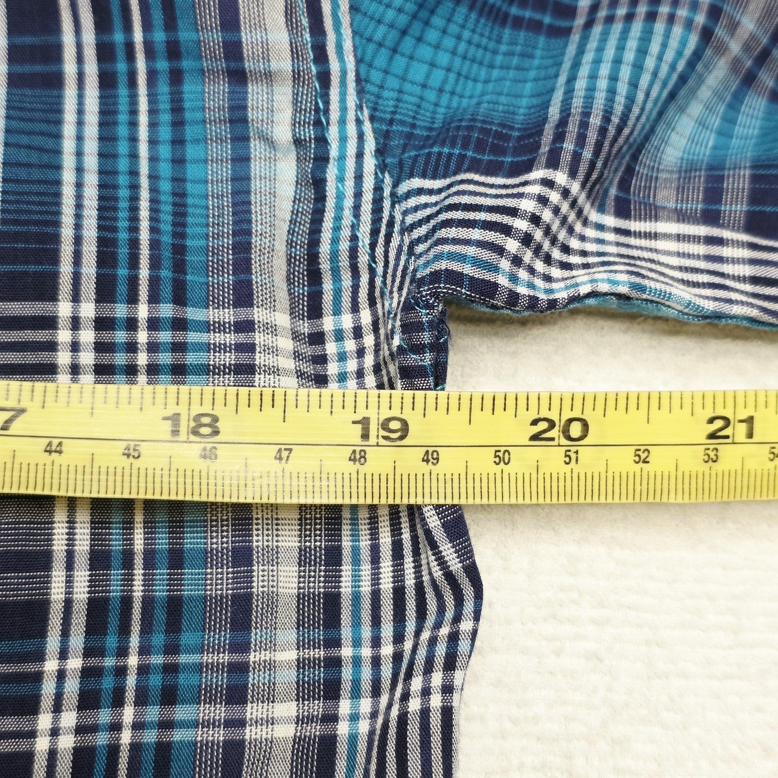 Cinch Shirt Boys XL 14 Blue Plaid Long Sleeve Button Up Cotton Western Logo