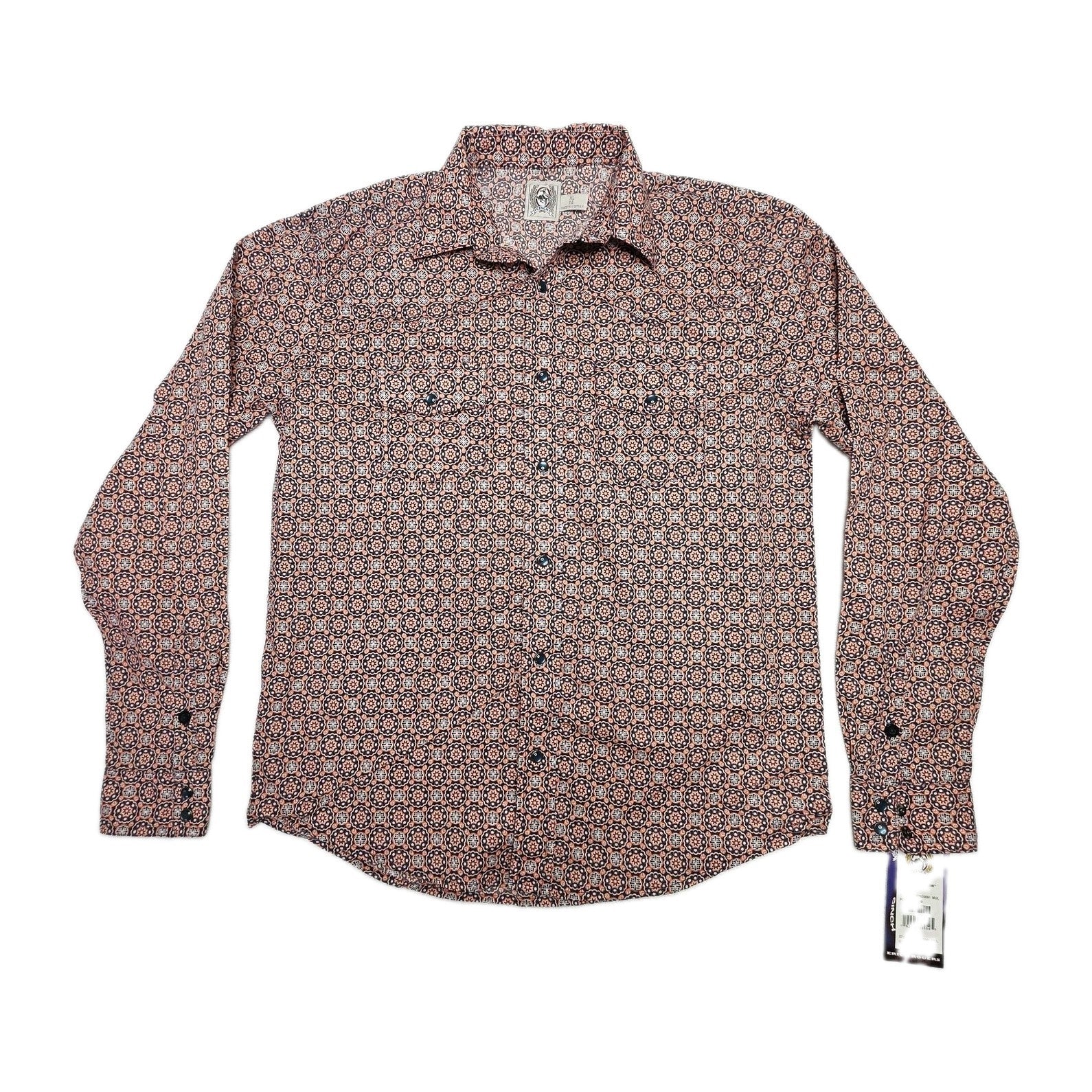 Cinch Shirt Boys XL 14 Multicoloured Long Sleeve Button Up Geometric Western