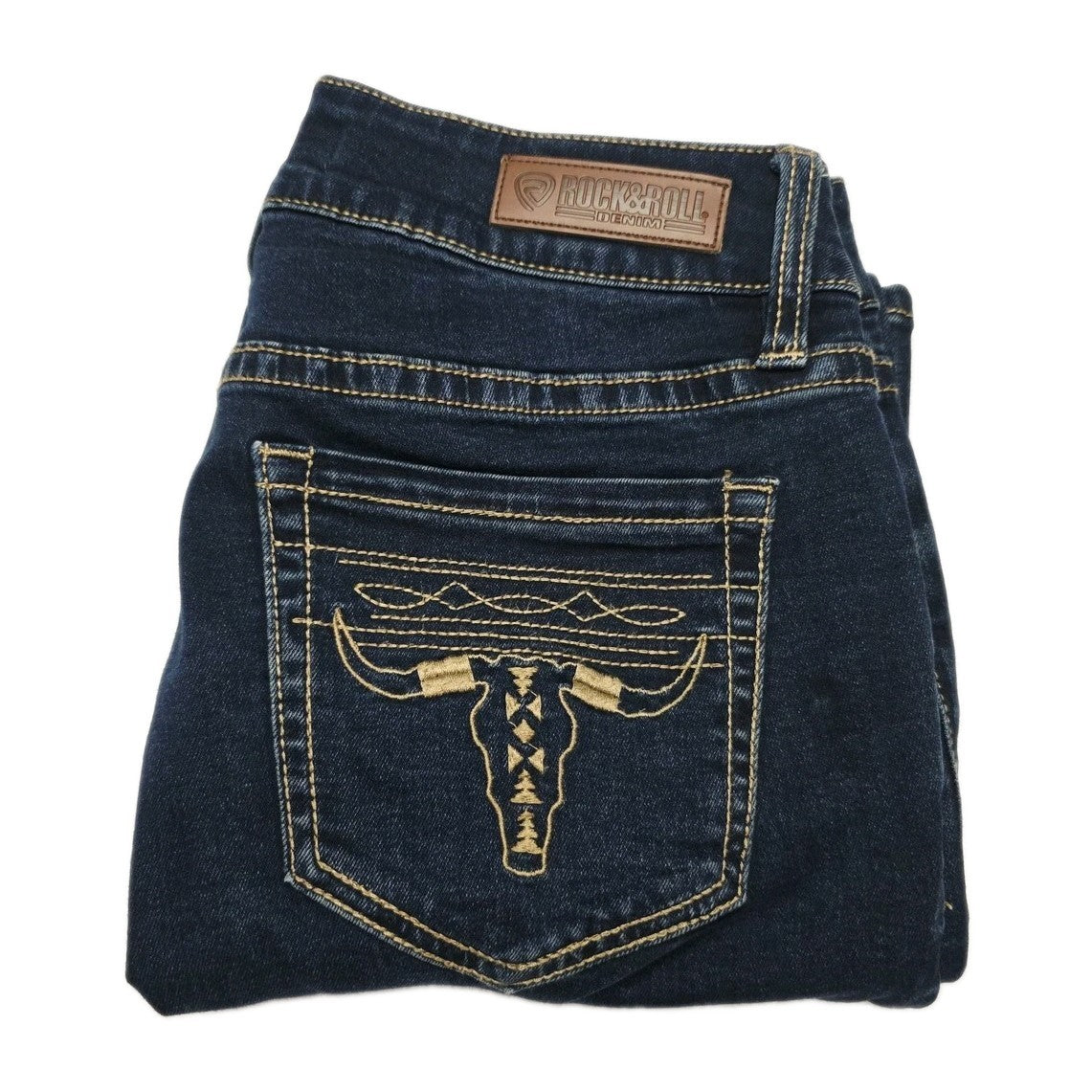 Rock & Roll Denim Jeans Woman's 29 Blue Wash Mid Rise Bootcut Stretch 29x30
