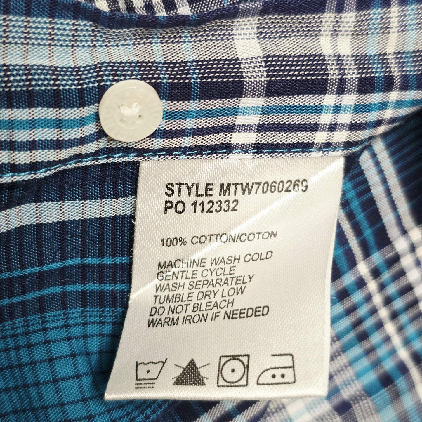 Cinch Shirt Boys XL 14 Blue Plaid Long Sleeve Button Up Cotton Western Logo