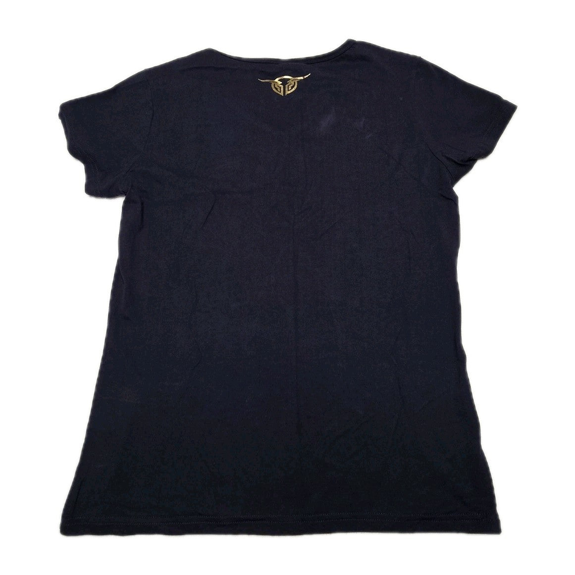Bullzye T-Shirt Women's 12 Navy Short Sleeve V Neck Logo Cotton Casual Top