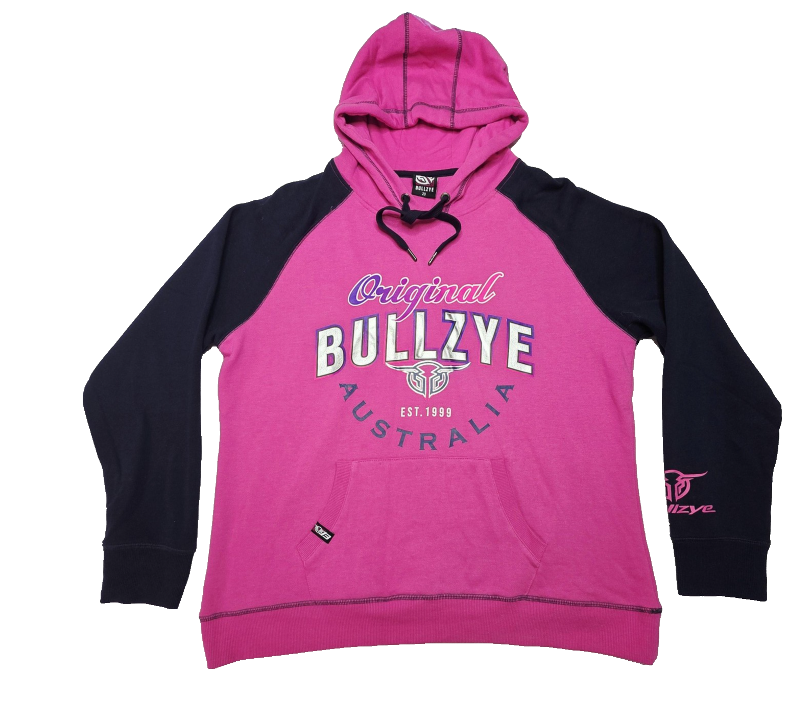 Bullzye Jumper Women's 20 Pink Hooded Fleece Pullover Bullzye Original Logo