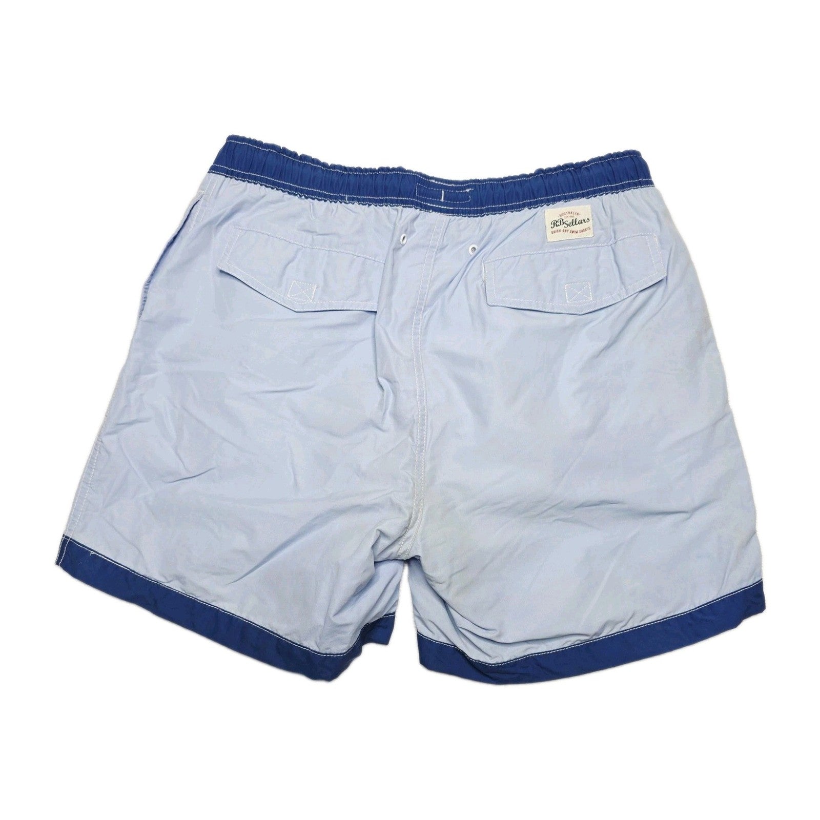 RB Sellars Shorts Men's 34 Blue Swim Elastic Waist Drawstring Mesh Lined Bermuda