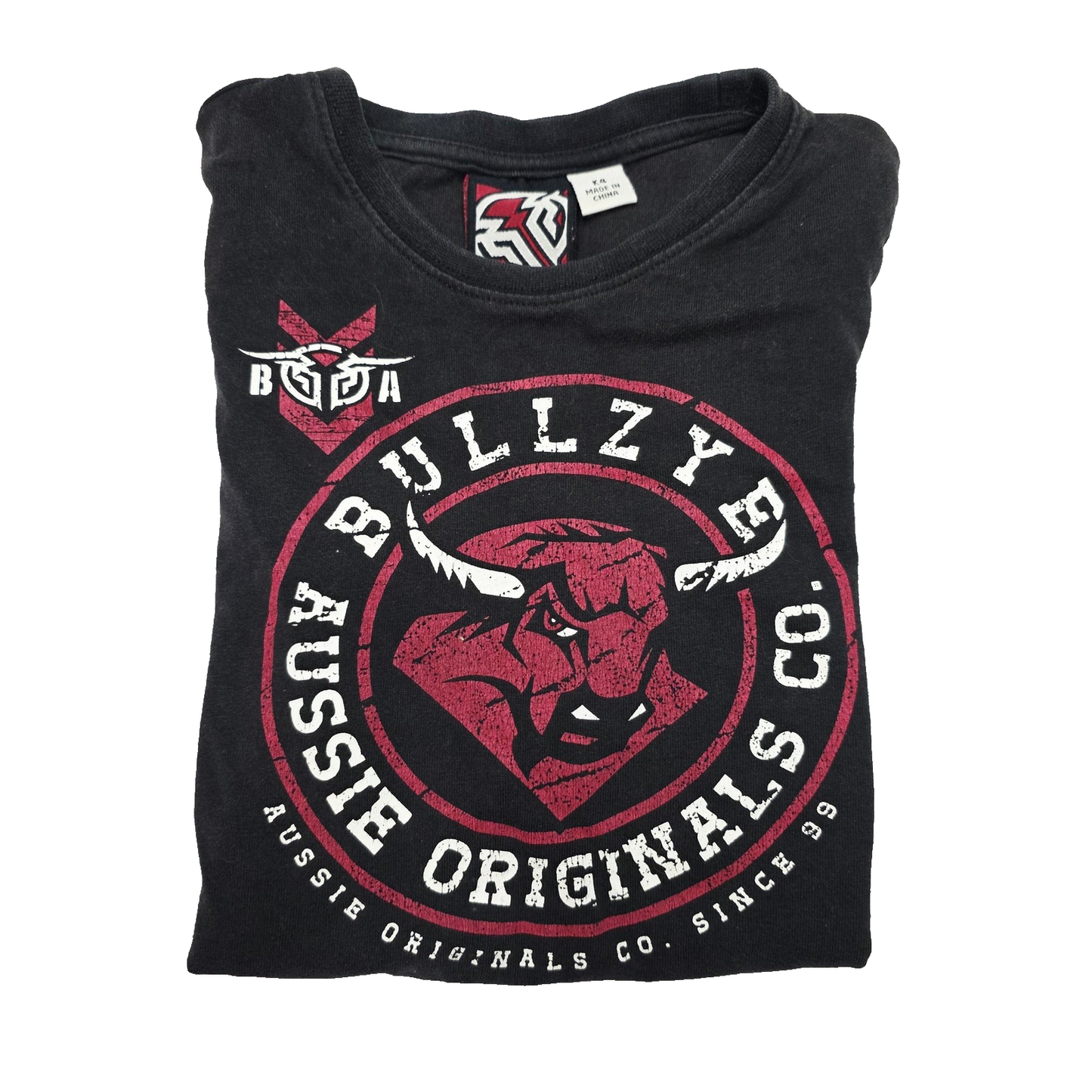 Bullzye T-Shirt Boys 4 Black Aussie Originals Bull Logo Graphic Crew Neck