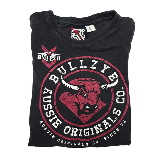 Bullzye T-Shirt Boys 4 Black Aussie Originals Bull Logo Graphic Crew Neck