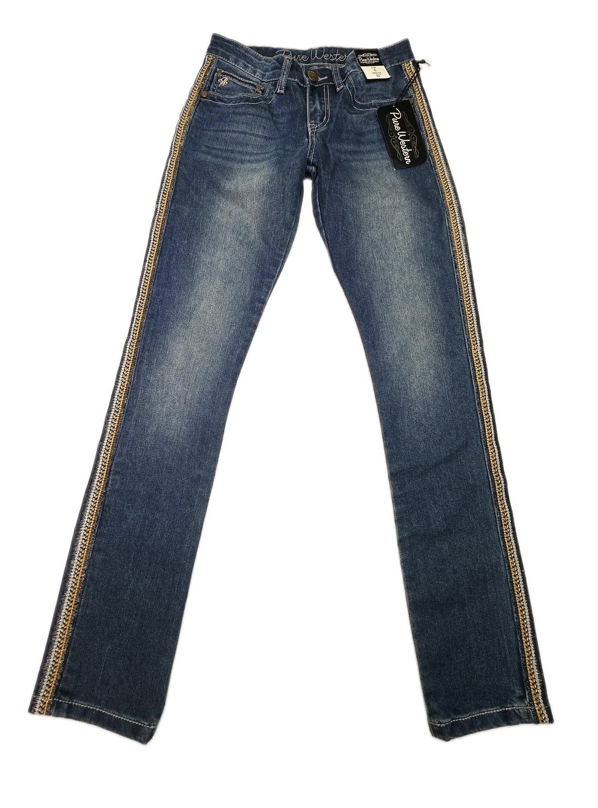 Pure Western Jeans Women's 6 Blue Skinny Stretch Denim Embroidered Debbie