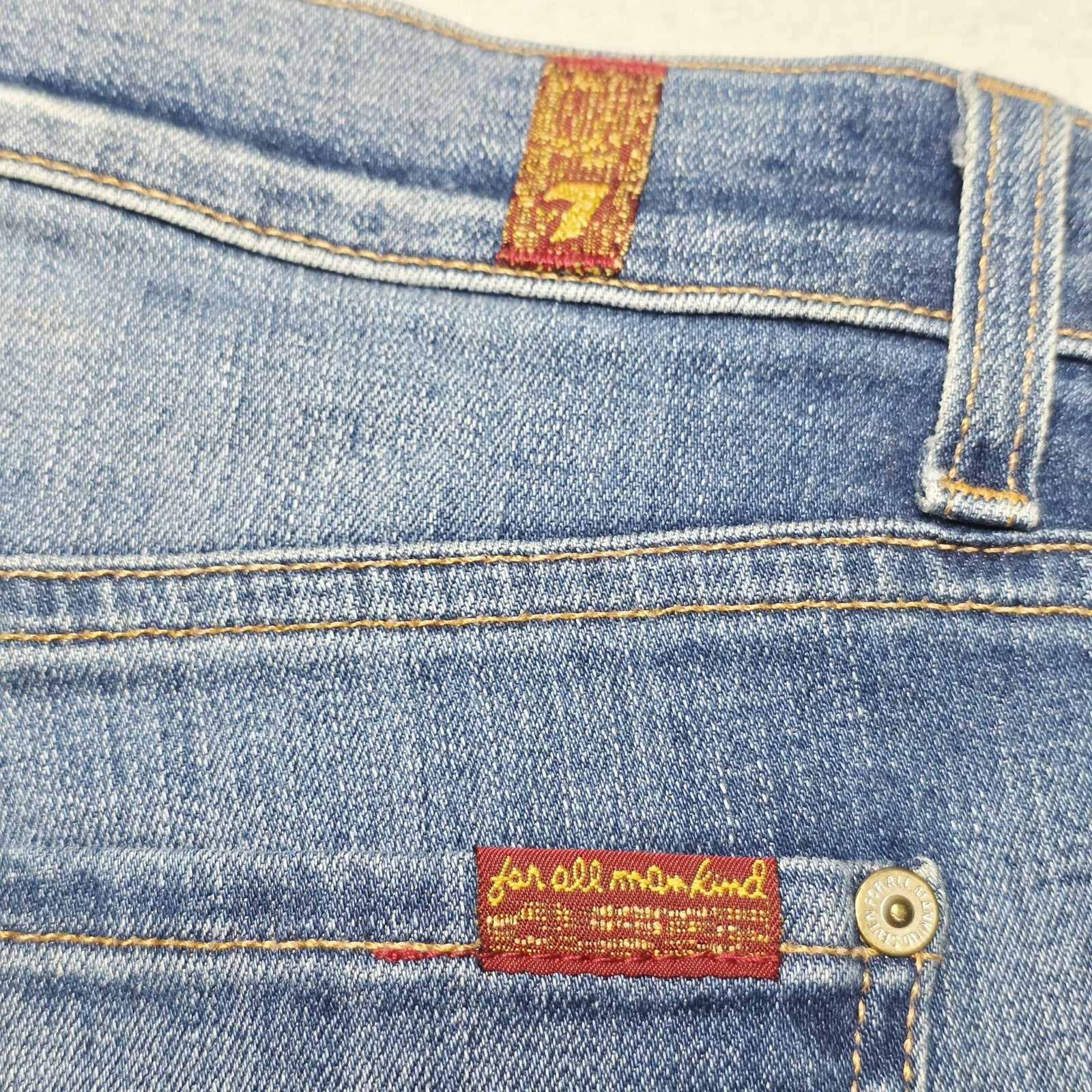 7 For All Mankind Jeans Women's 26x27 Blue The Ankle Skinny Distressed Raw Hem
