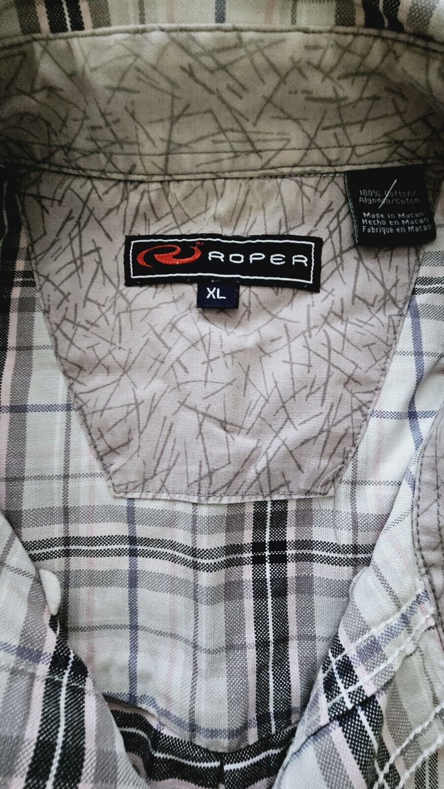 Roper Long Sleeve Check Shirt Men's Size XL