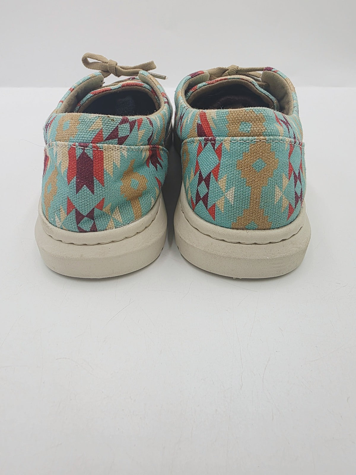 Ariat Moccasin Shoes Women's AU 11 Blue Geometric Canvas Lace Up Casual 10040307