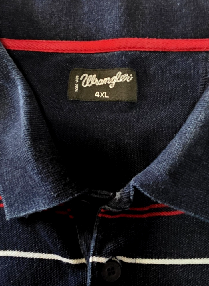 Wrangler Navy Men's Polo Striped Shirt Size 4XL