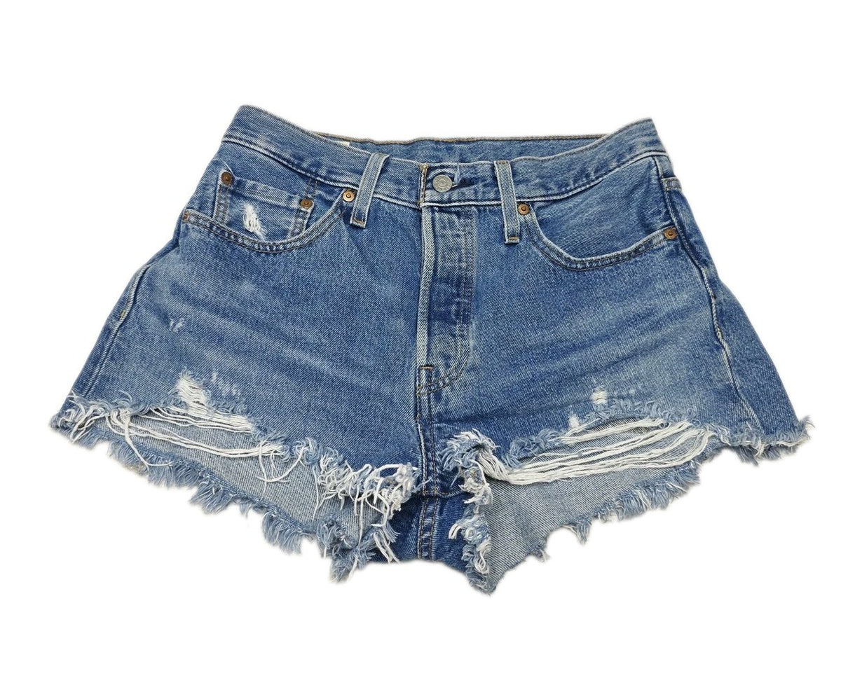 Levi's Shorts Women's 10 BIG E 501 Cut Off Distressed Raw Hem Button Fly