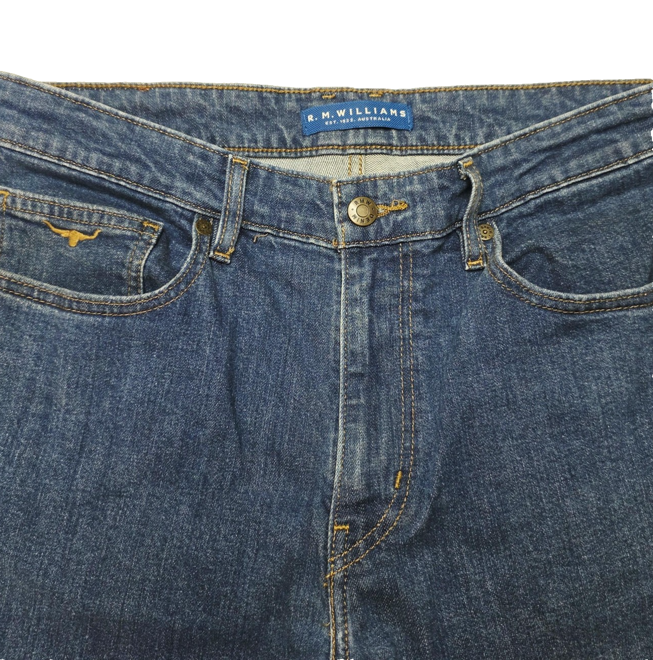 R.M. Williams Jeans Men's 34x31 Blue Straight Regular Stretch Denim TJ275DX1A01