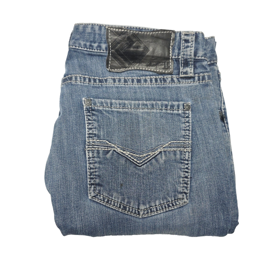 Rock & Roll Cowboy Revolver Straight Jeans Mens 34x36 Blue Slim Straight