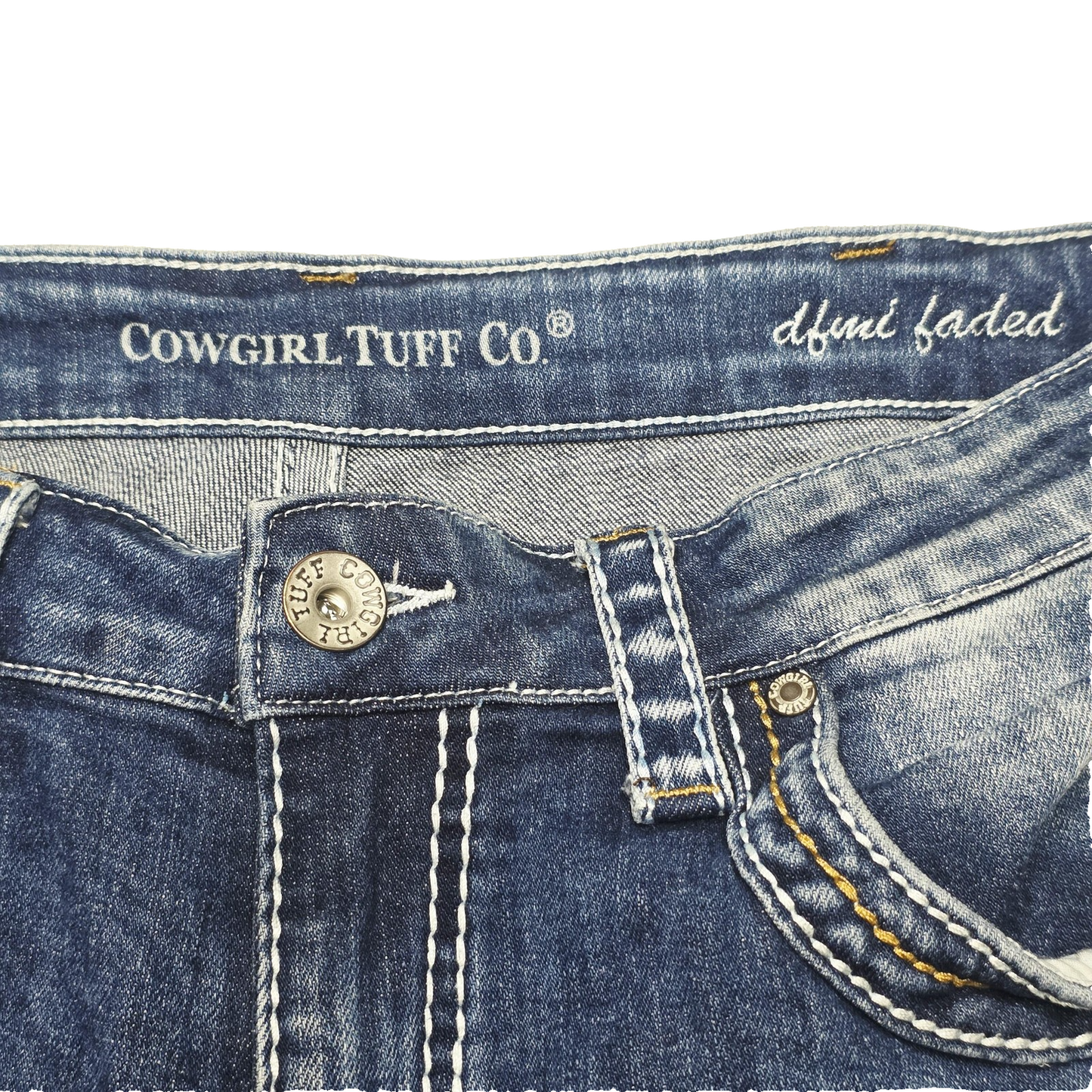 Cowgirl Tuff Co Jeans Women's 30 Blue Bootcut Denim Faded Embroidered
