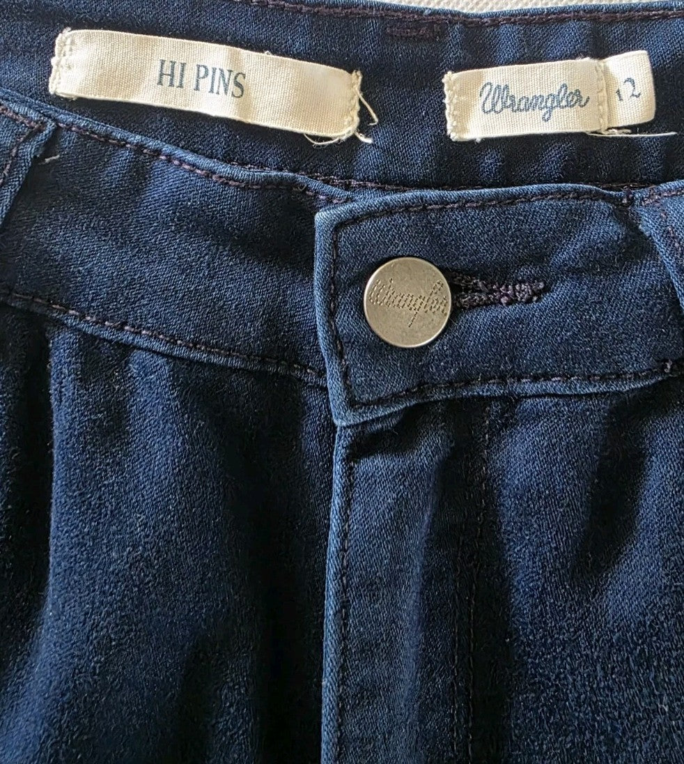 Wrangler Hi Pins Ladies Navy Pants Size 12