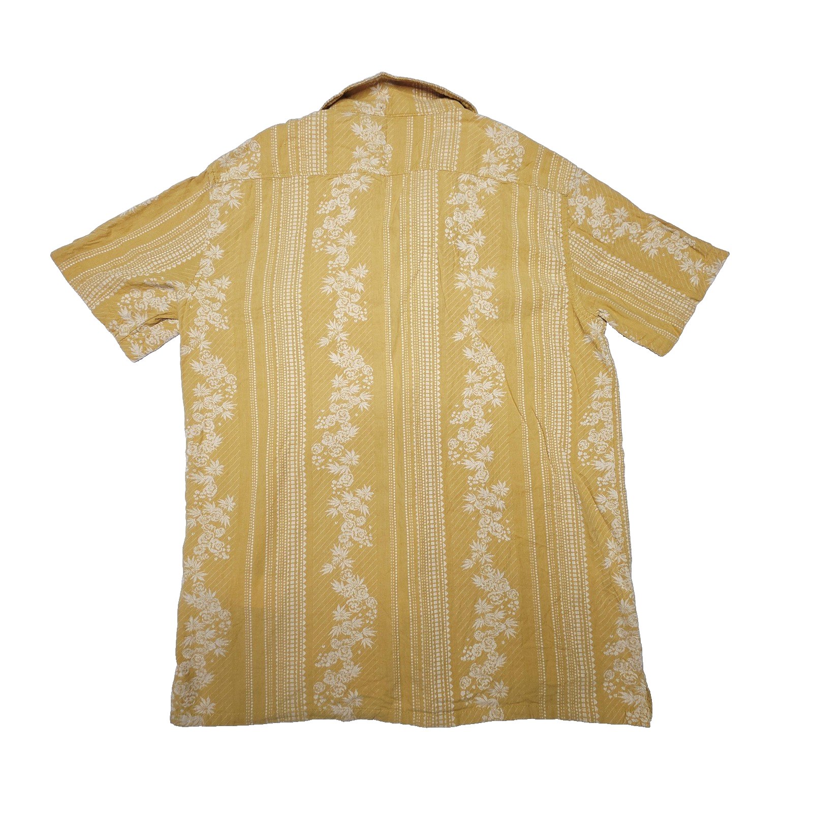 Billabong Wrangler Shirt Mens M Yellow Hawaiian Floral Short Sleeve Cotton