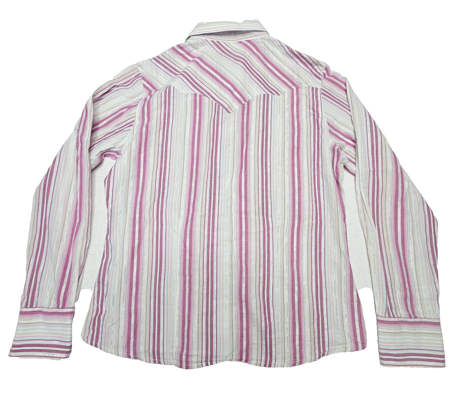 Wrangler Shirt Women's 12 Pink Striped Long Sleeve Snap Western Cotton Pockets