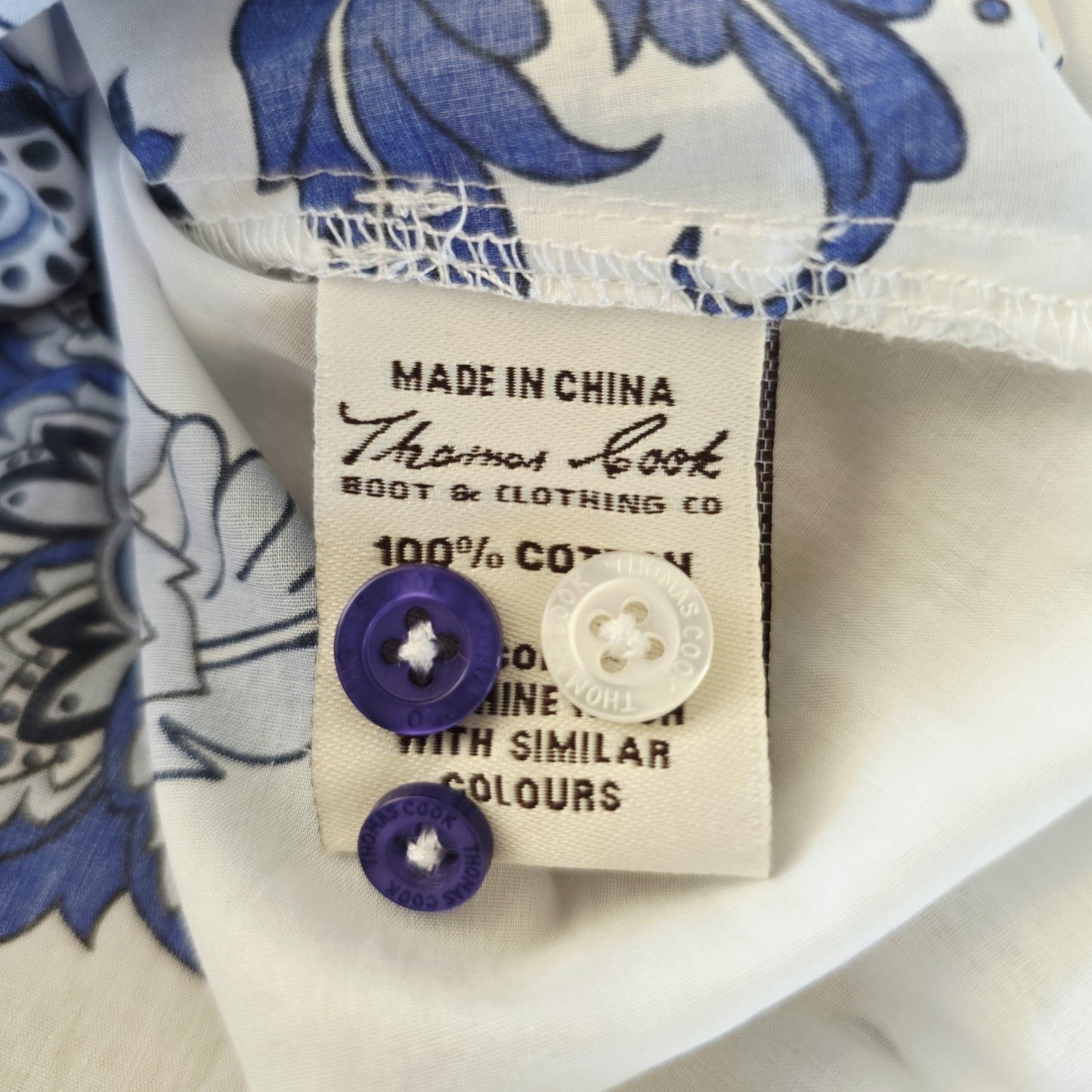 Thomas Cook Shirt Women's 20 White Long Sleeve Button Up Floral Cotton Top