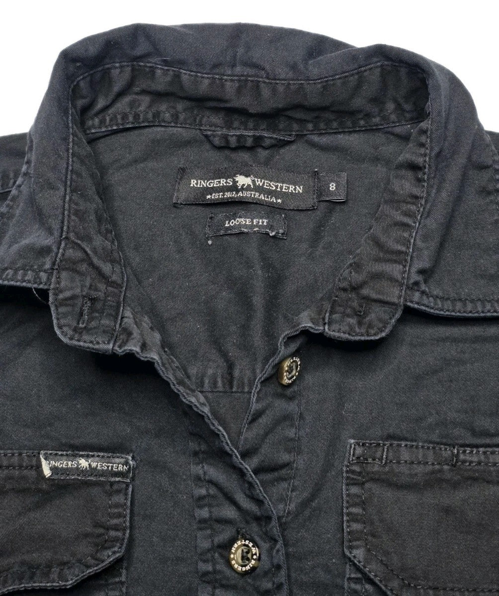 Ringers Western Loose Fit Half Button Long Sleeve Shirt Ladies Size  8