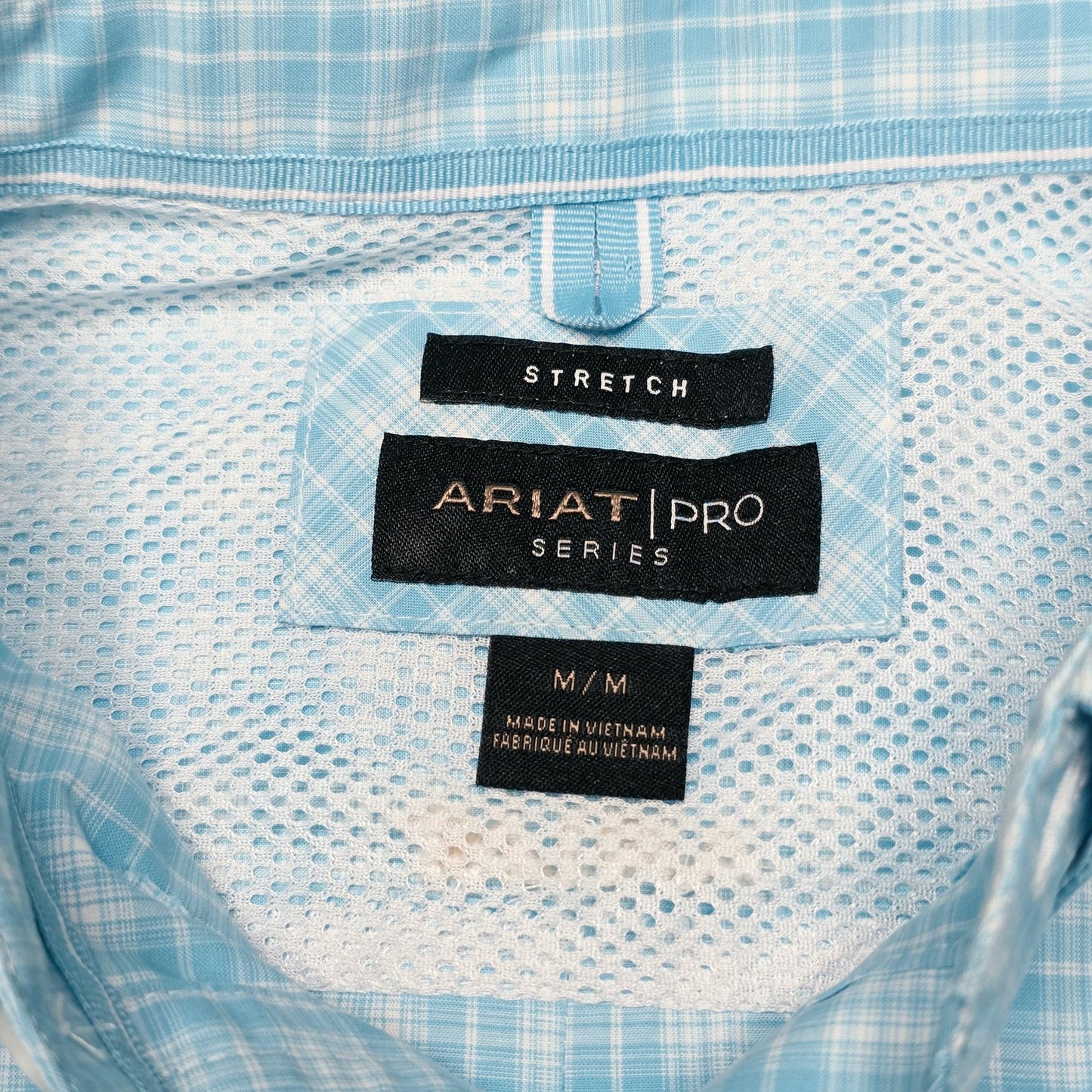 Ariat Pro Series Shirt Mens M Blue Check Short Sleeve Button Up Classic Fit