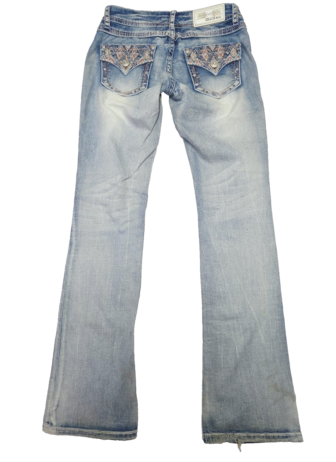Grace In LA Jeans Women's 27 Blue Bootcut Embroidered Rhinestone Denim Pockets