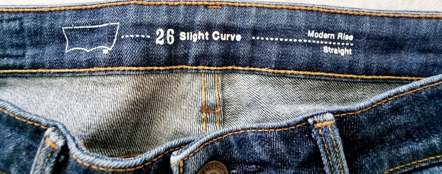 Levis Slight Curve Modern Rise Straight Leg Jeans Ladies Size 26x30