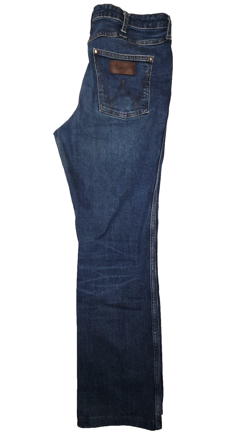 Wrangler Jeans Mens 33 Blue Bootcut Retro Stretch 33x30 Regular Pockets Zip