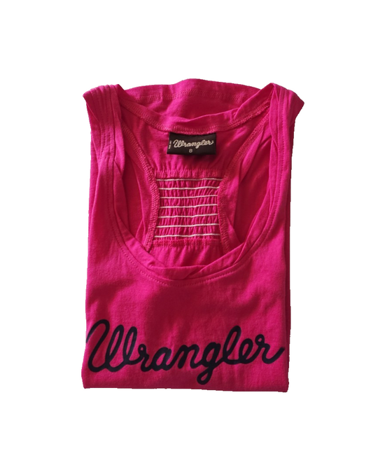 Wrangler Racer Hot Pink Singlet Shirt Ladies Size 8