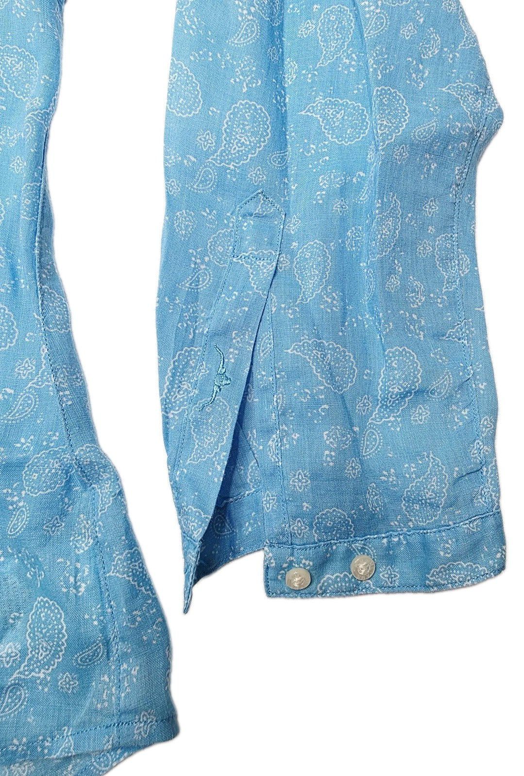 R.M. Williams Top Womens 12 Blue 100% Ramie Paisley Tunic Blouse Casual Spring
