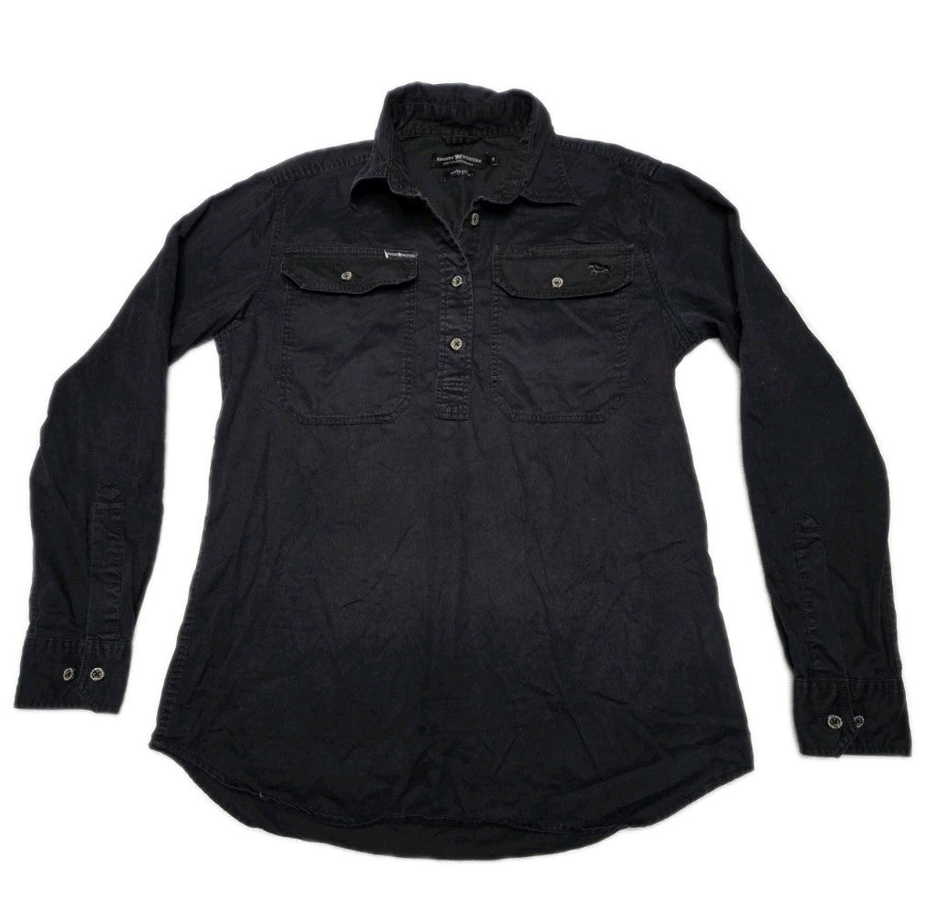 Ringers Western Loose Fit Half Button Long Sleeve Shirt Ladies Size  8