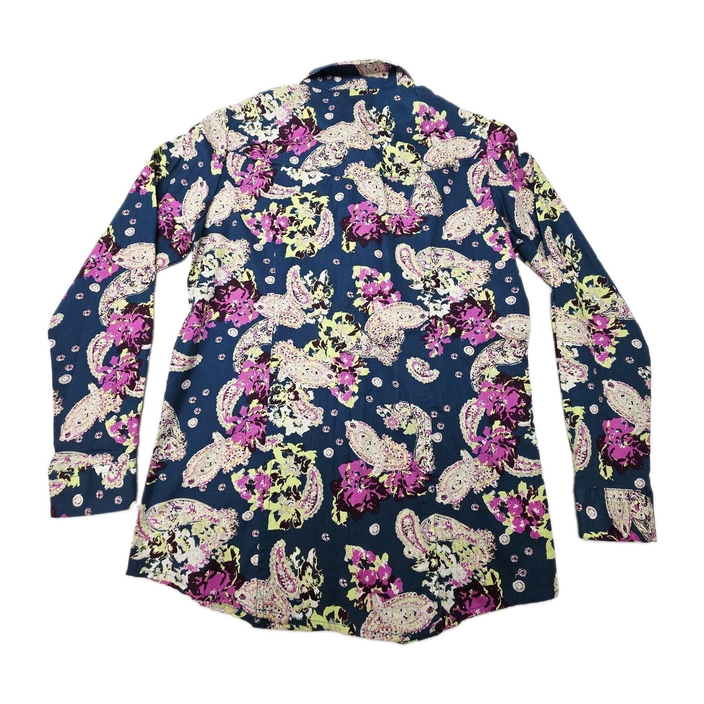 Cruel Girl Shirt Girls 12 Teal Long Sleeve Button Up Paisley Print Western Top