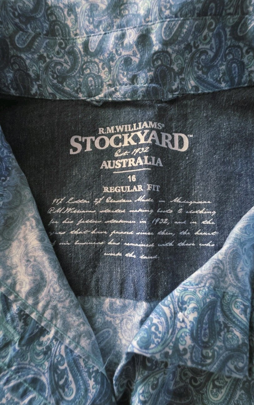 R.M Williams Stockyard Regular Fit Short Sleeve Ladies Western Shirt Size 16